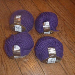 5 Balls World Class Stash Ferris Wool Yarn - Color Purple - 52 yds ea.